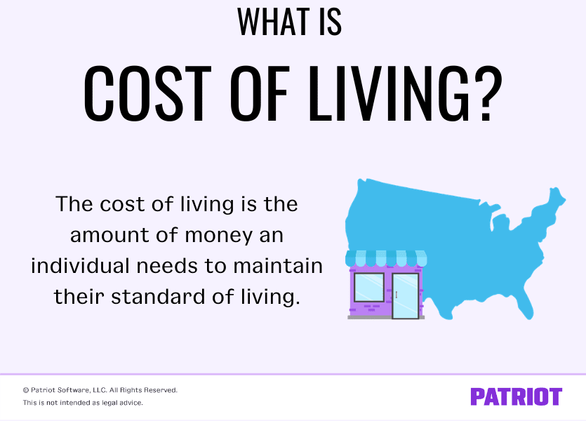 image with illustration of map and house defining what is cost of living